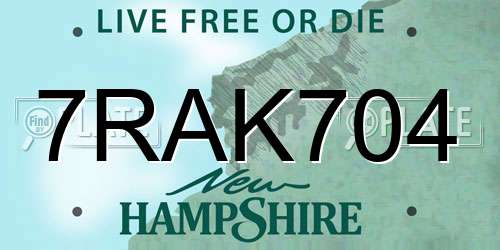 7RAK704 New Hampshire License Plate