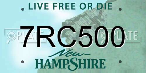 7RC500 New Hampshire License Plate
