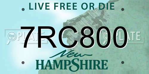 7RC800 New Hampshire License Plate