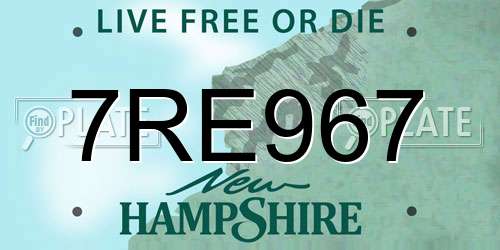 7RE967 New Hampshire License Plate