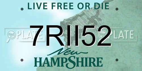 7RII52 New Hampshire License Plate