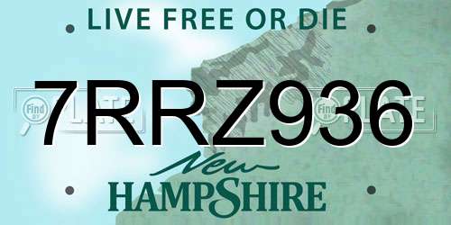7RRZ936 New Hampshire License Plate