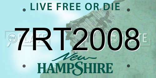 7RT2008 New Hampshire License Plate