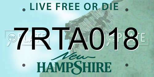 7RTA018 New Hampshire License Plate