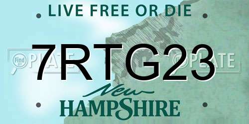 7RTG23 New Hampshire License Plate