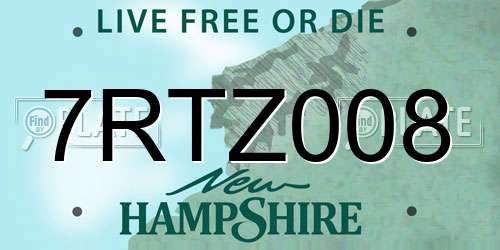 7RTZ008 New Hampshire License Plate