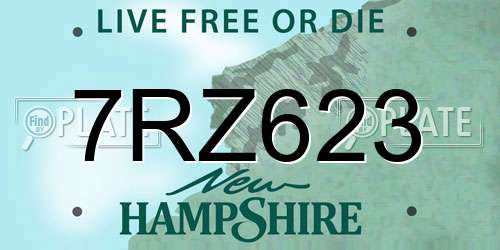 7RZ623 New Hampshire License Plate