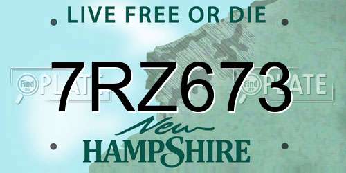 7RZ673 New Hampshire License Plate