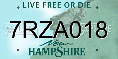 7RZA018 New Hampshire License Plate