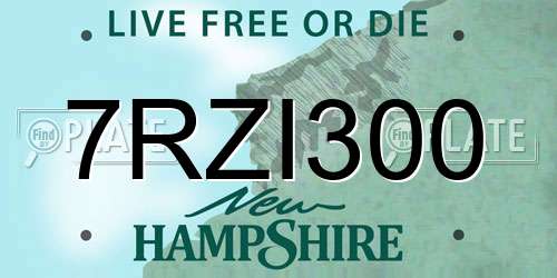 7RZI300 New Hampshire License Plate