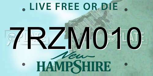 7RZM010 New Hampshire License Plate