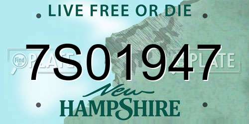 7S01947 New Hampshire License Plate
