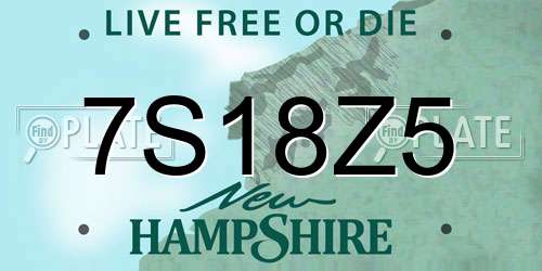 7S18Z5 New Hampshire License Plate
