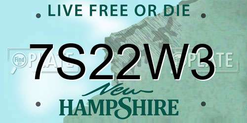 7S22W3 New Hampshire License Plate