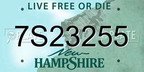 7S23255 New Hampshire License Plate