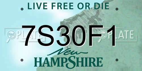 7S30F1 New Hampshire License Plate