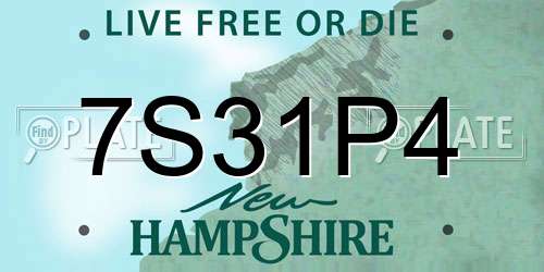 7S31P4 New Hampshire License Plate