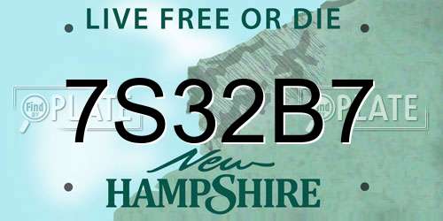 7S32B7 New Hampshire License Plate