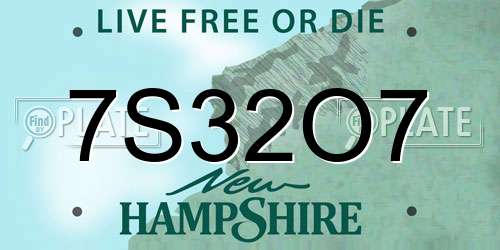 7S32O7 New Hampshire License Plate