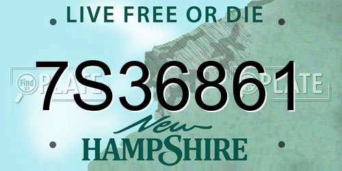 7S36861 New Hampshire License Plate