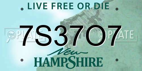 7S37O7 New Hampshire License Plate