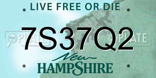 7S37Q2 New Hampshire License Plate