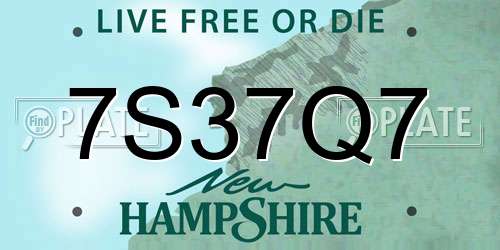 7S37Q7 New Hampshire License Plate