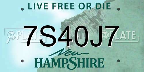 7S40J7 New Hampshire License Plate