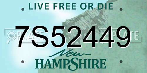 7S52449 New Hampshire License Plate