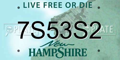 7S53S2 New Hampshire License Plate