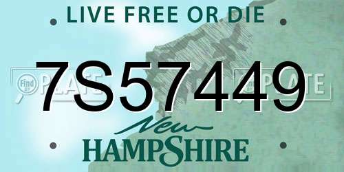 7S57449 New Hampshire License Plate