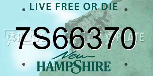 7S66370 New Hampshire License Plate