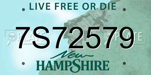 7S72579 New Hampshire License Plate