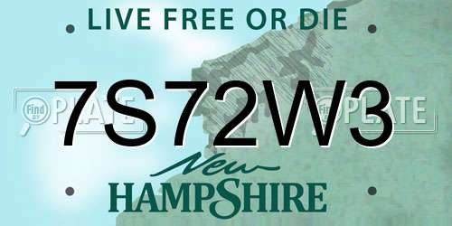 7S72W3 New Hampshire License Plate