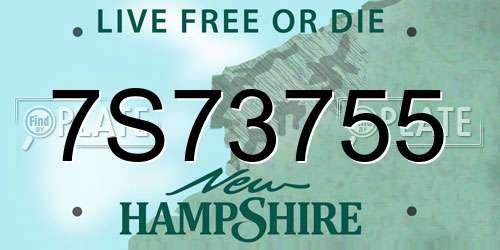 7S73755 New Hampshire License Plate