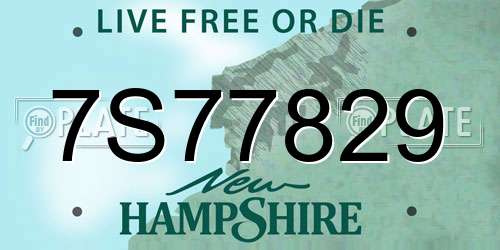 7S77829 New Hampshire License Plate