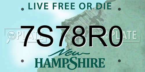 7S78R0 New Hampshire License Plate