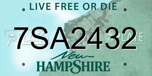 7SA2432 New Hampshire License Plate