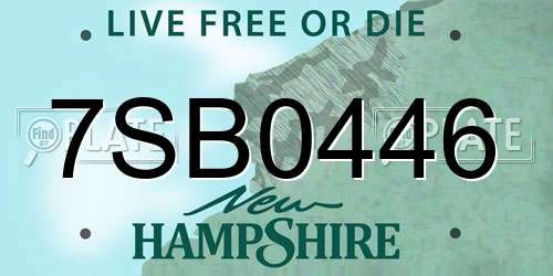 7SB0446 New Hampshire License Plate