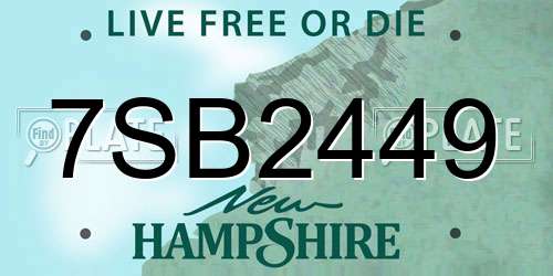 7SB2449 New Hampshire License Plate