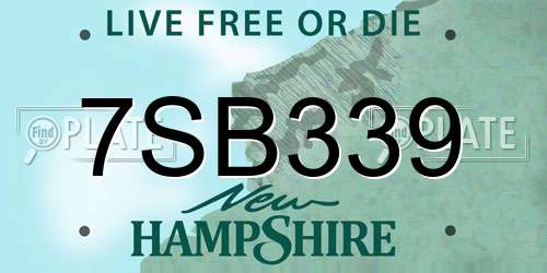 7SB339 New Hampshire License Plate