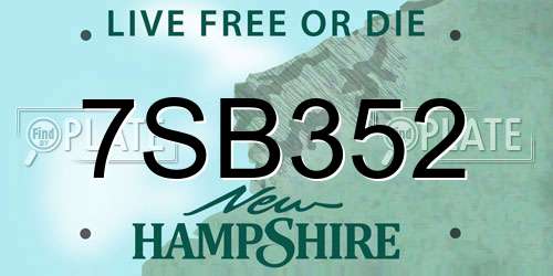7SB352 New Hampshire License Plate