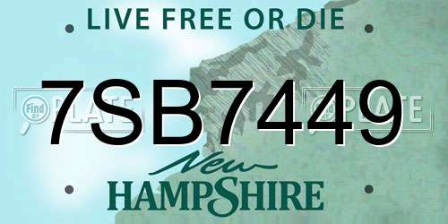 7SB7449 New Hampshire License Plate