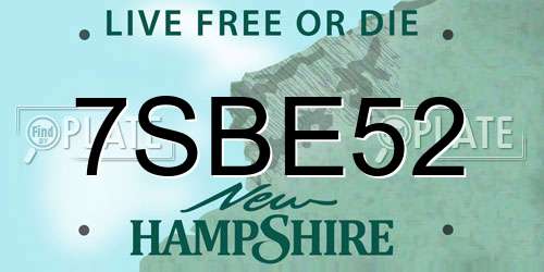 7SBE52 New Hampshire License Plate