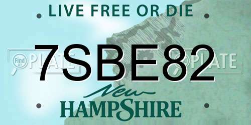 7SBE82 New Hampshire License Plate