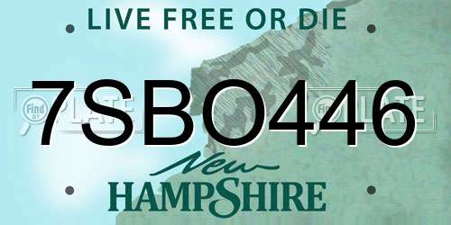 7SBO446 New Hampshire License Plate