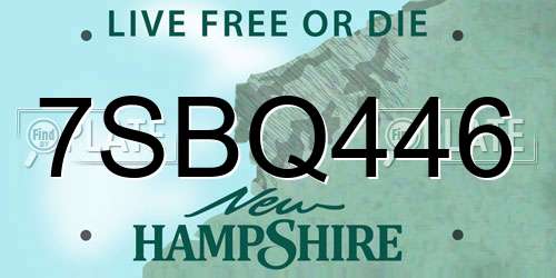 7SBQ446 New Hampshire License Plate