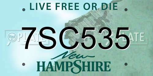 7SC535 New Hampshire License Plate