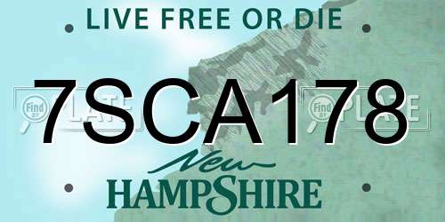 7SCA178 New Hampshire License Plate