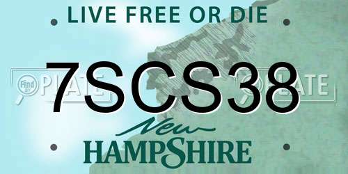 7SCS38 New Hampshire License Plate